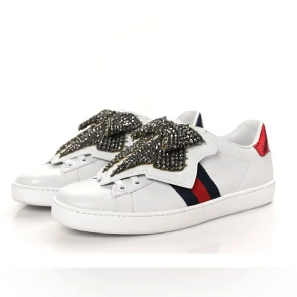 Gucci calfskin Ayers web women Ace bow